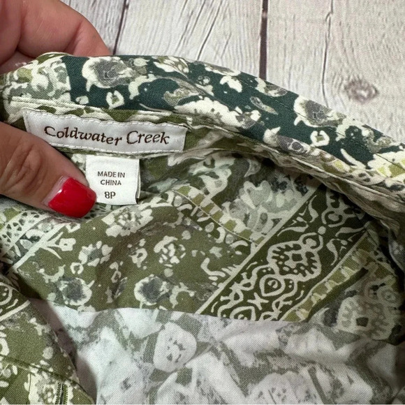 coldwater creek 3/4 sleeve patchwork top sz 8 petite preppy cottagecore - Picture 6 of 8